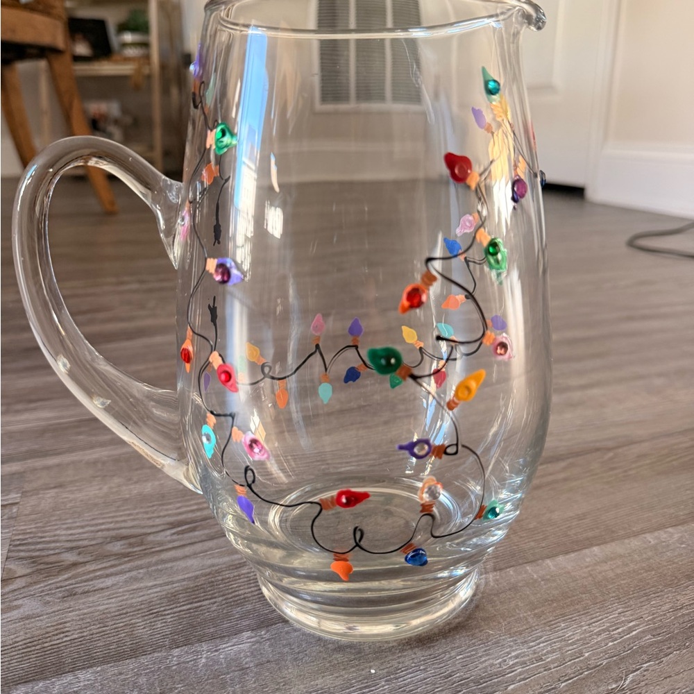 Colorful Floral Glass Pitcher - Picture 2 of 3